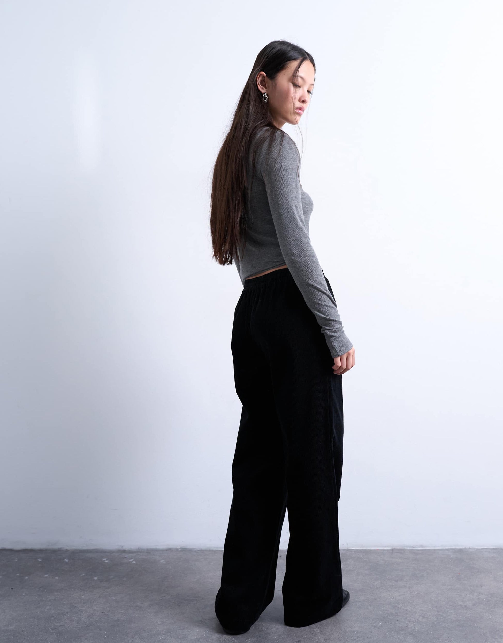 Topshop cord pull on jogger in black