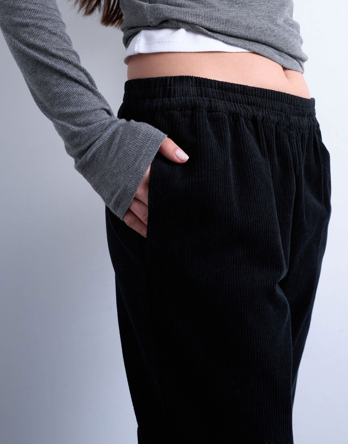 Topshop cord pull on jogger in black