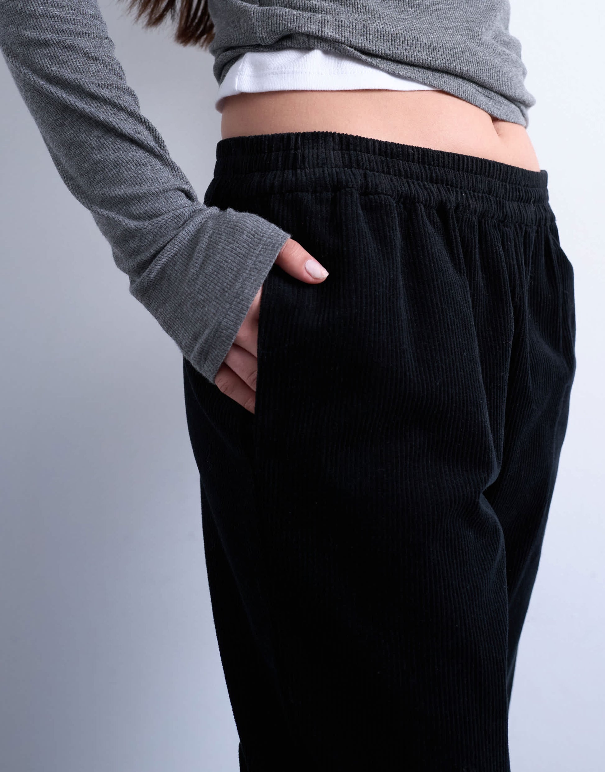 Topshop cord pull on jogger in black