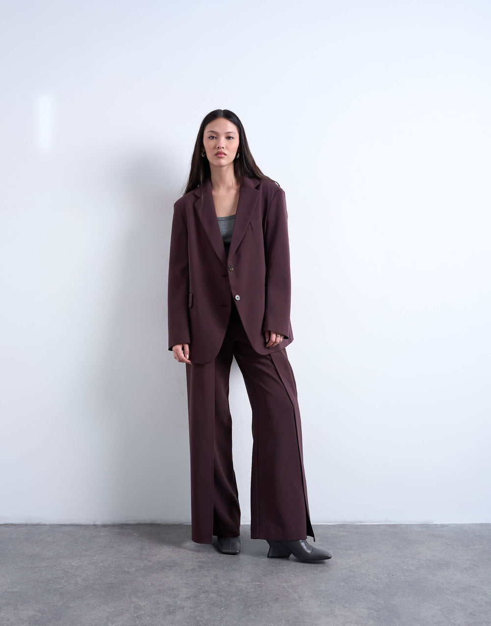 Ensemble assorti à double pli Topshop, couleur prune-chocolat