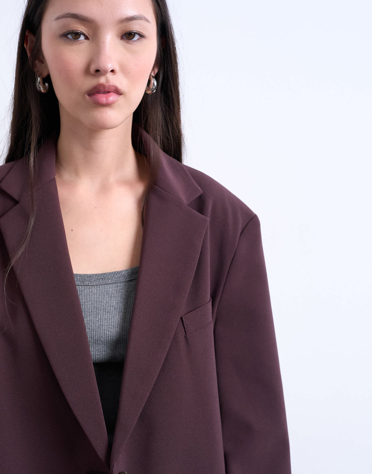 Topshop co ord slouchy chuck on blazer in plum chocolate