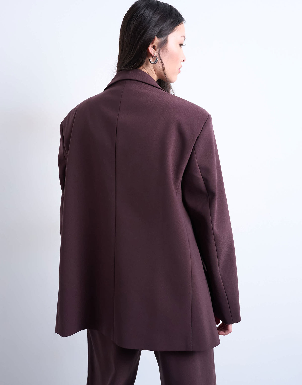 Topshop co ord slouchy chuck on blazer in plum chocolate