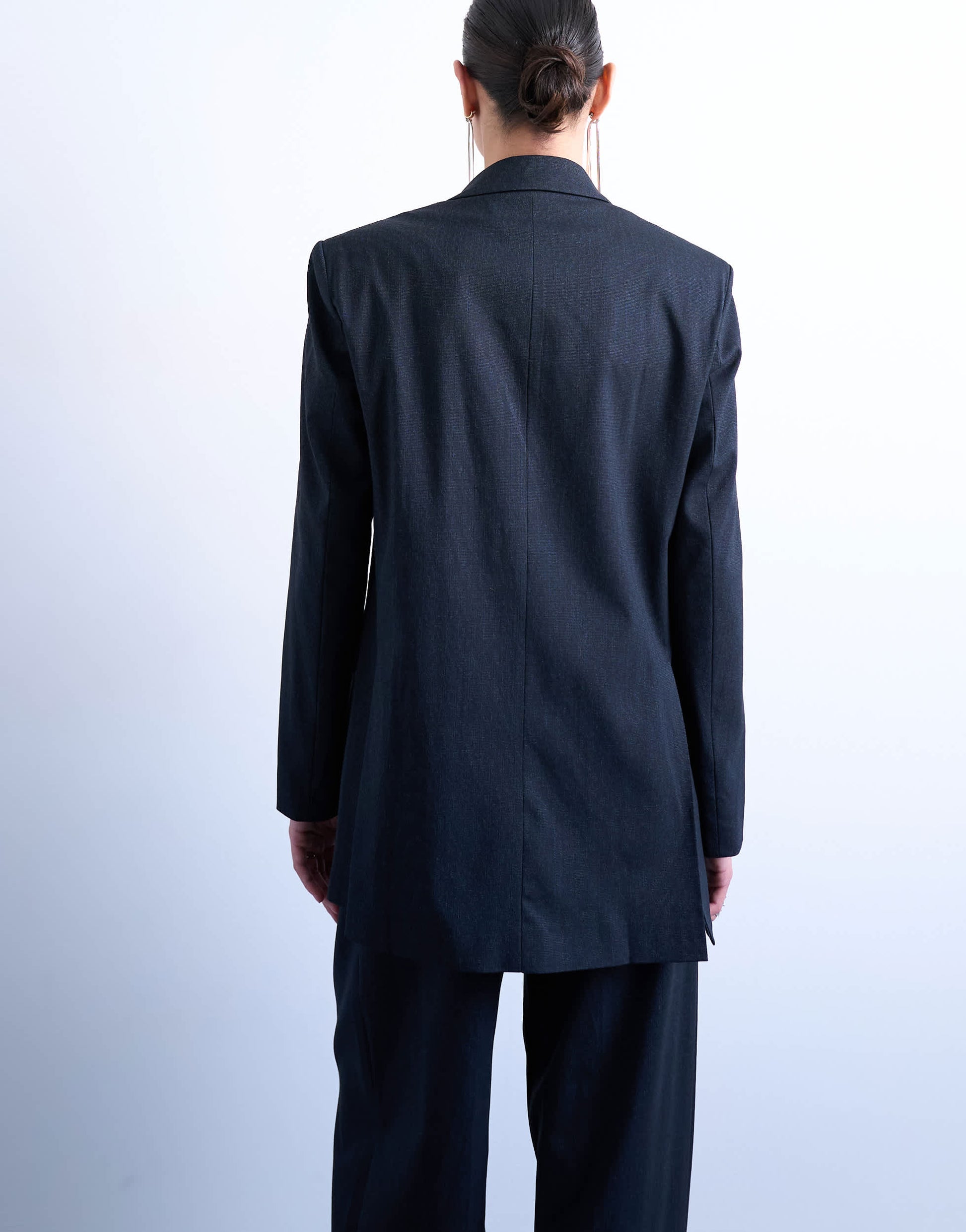 Topshop co ord double breasted subtle pinstripe oversized blazer in navy