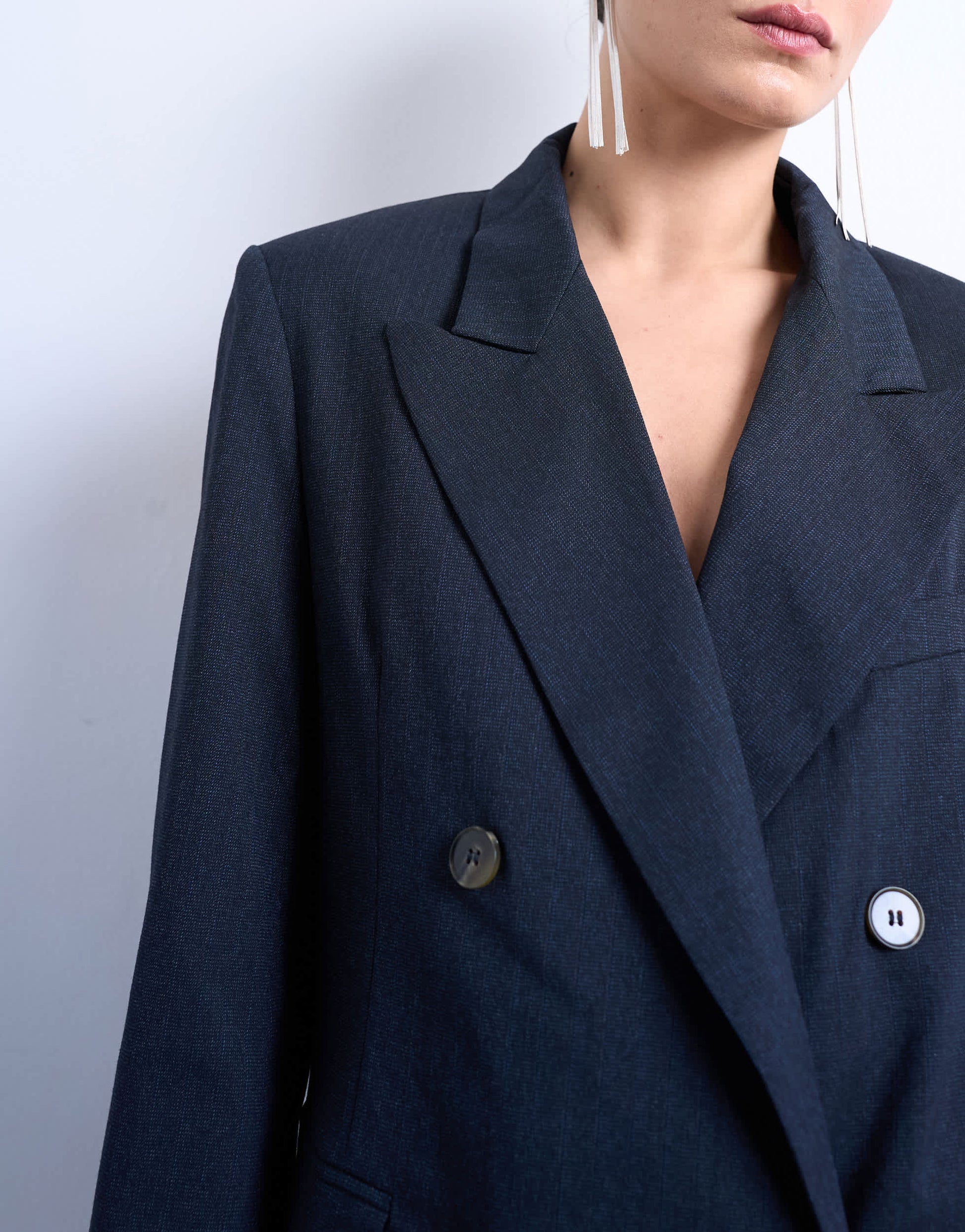 Topshop co ord double breasted subtle pinstripe oversized blazer in navy