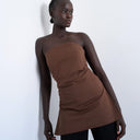 Topshop clean longline tunic bandeau top in chocolate brown