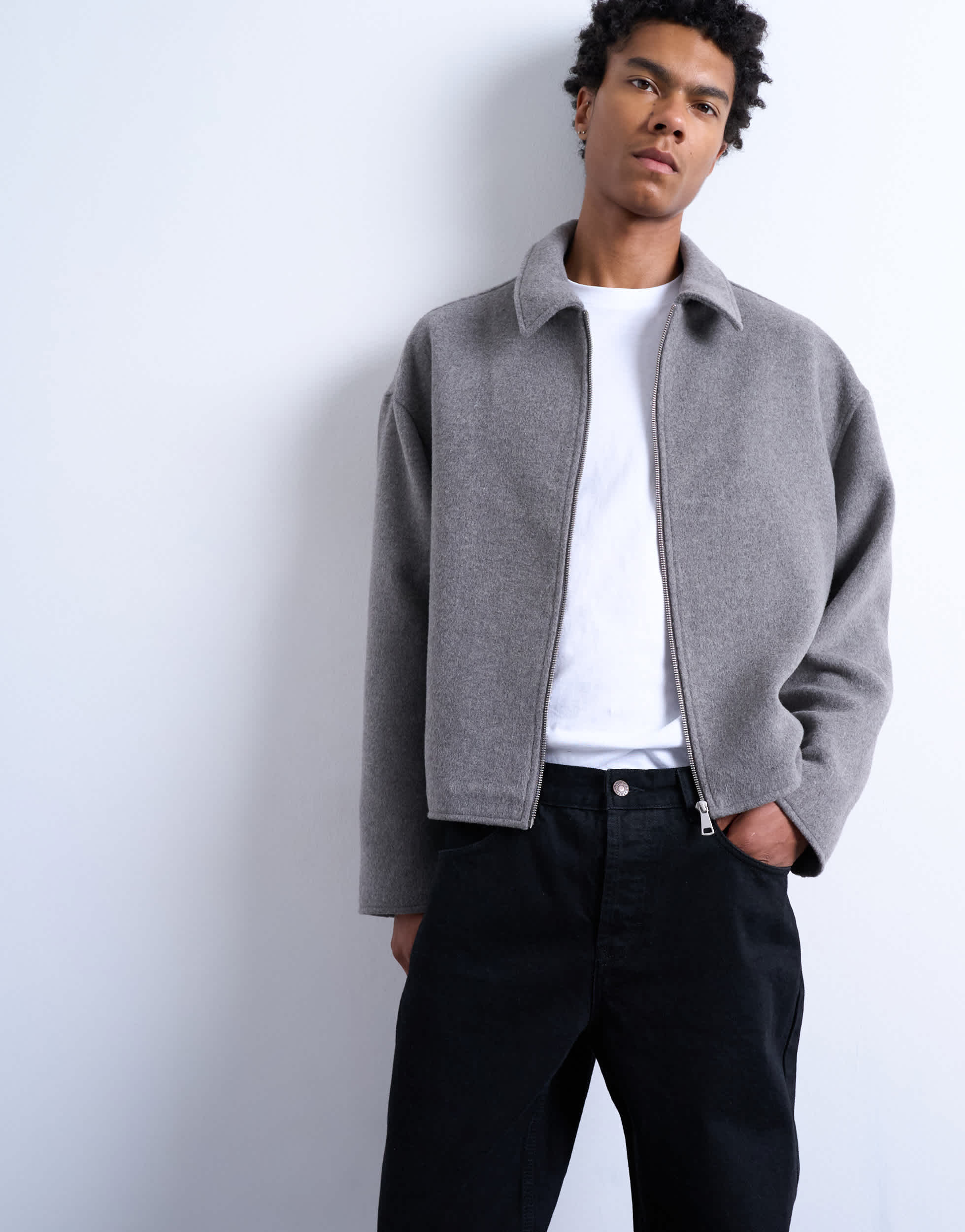 Topman wool blend jacket in charcoal