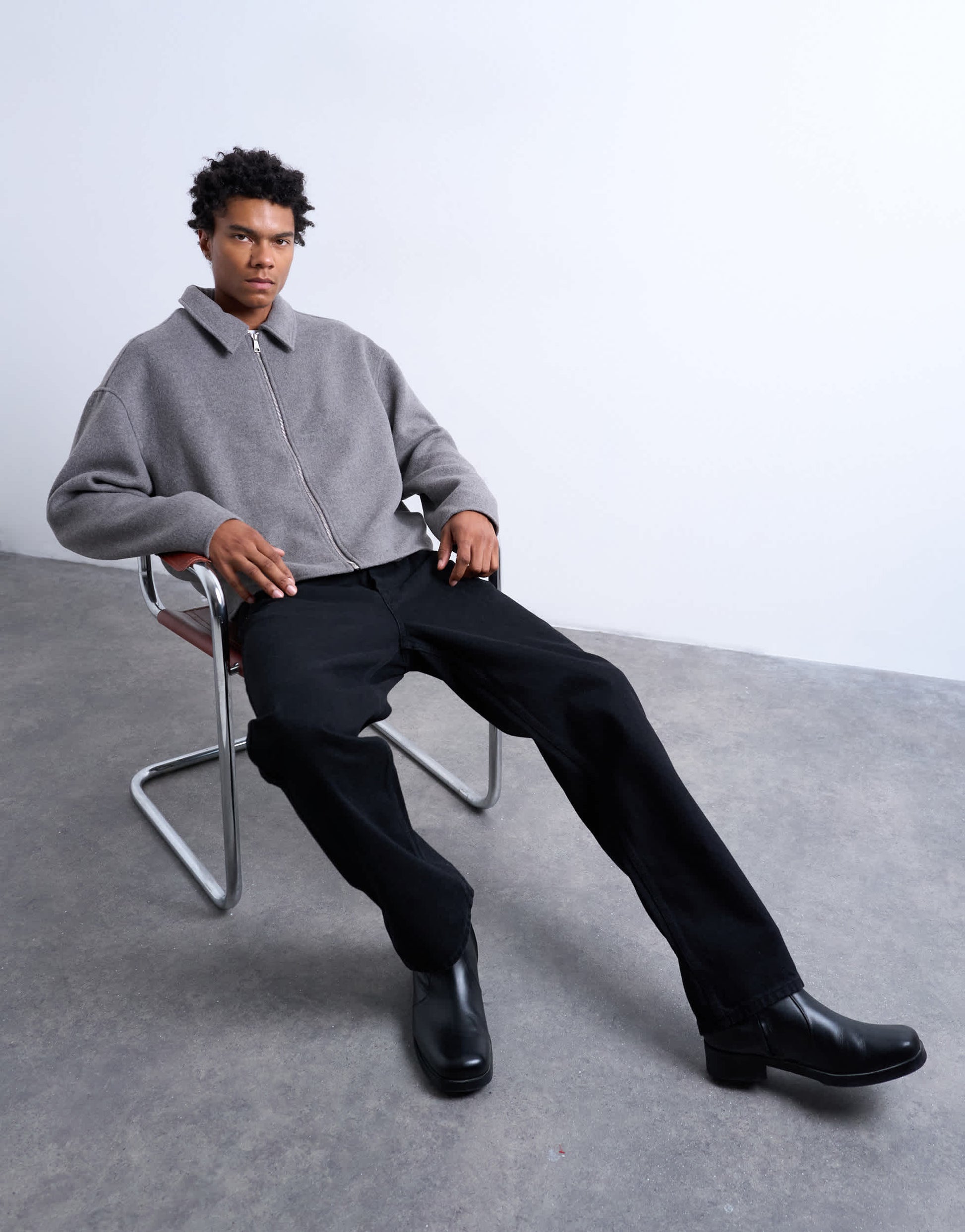 Topman wool blend jacket in charcoal