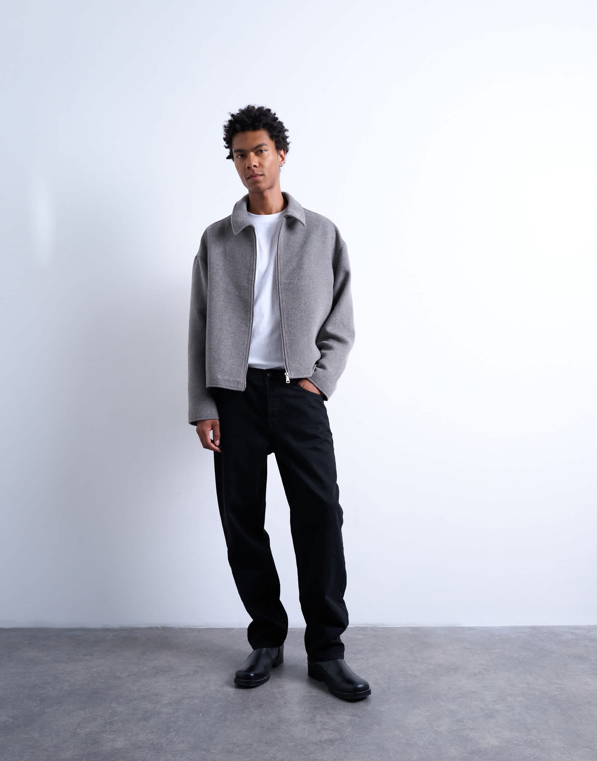 Topman wool blend jacket in charcoal