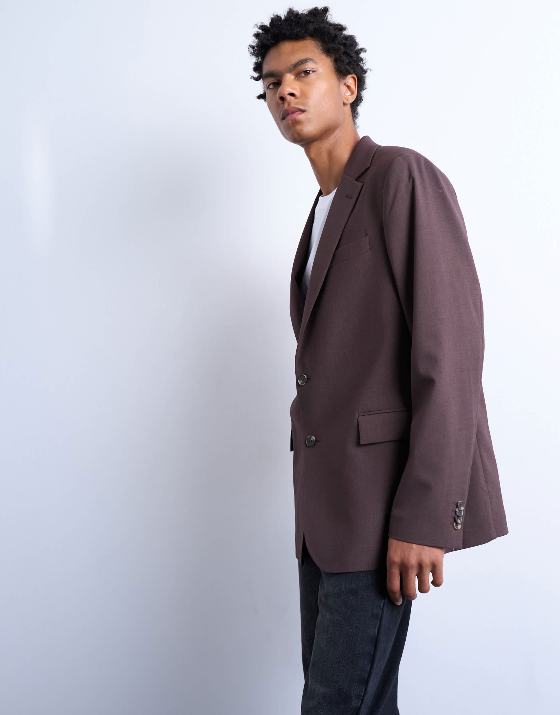 Blazer Topman relaxed en laine mélangée coloris chocolat