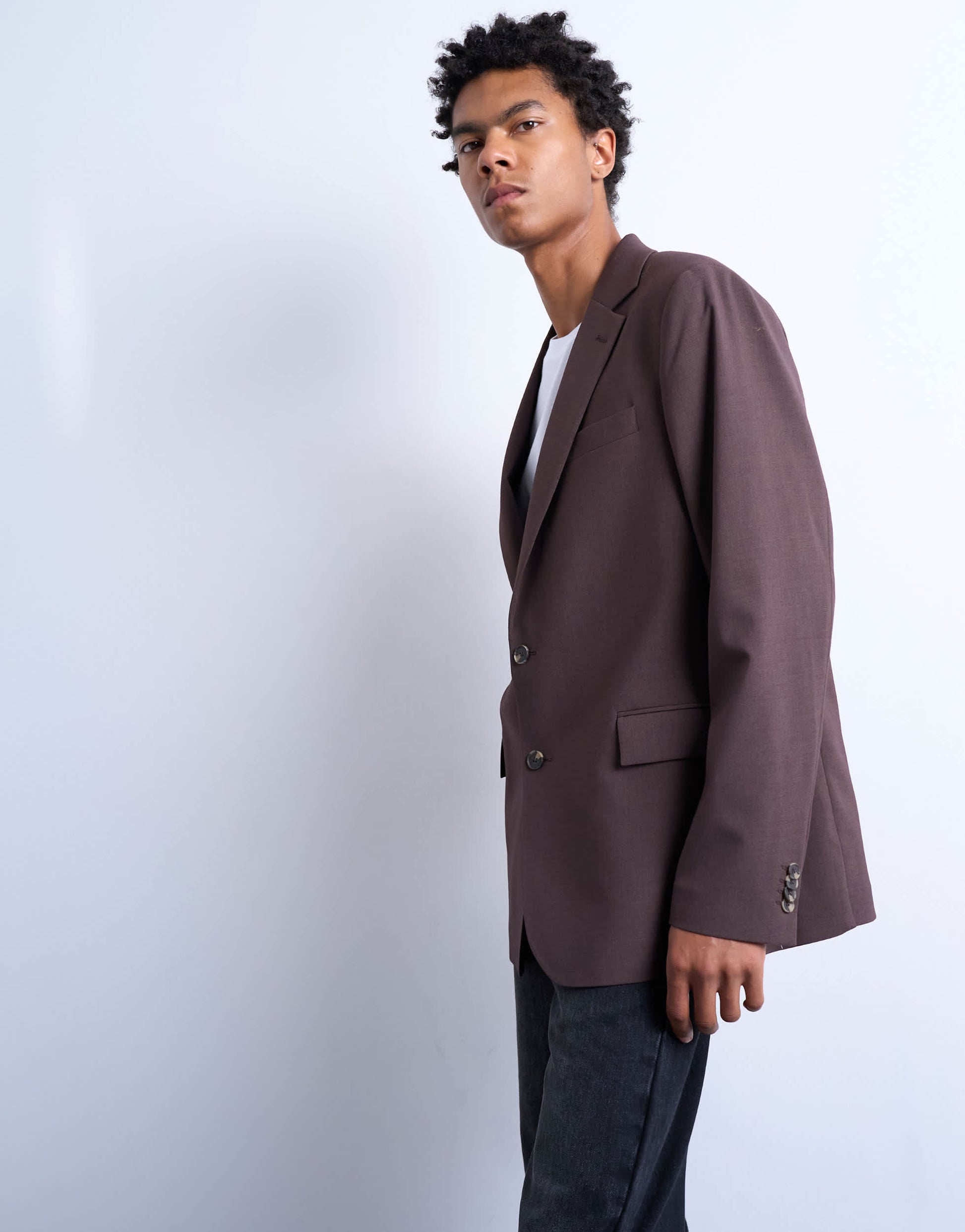 Topman relaxed wool touch blazer in chocolate