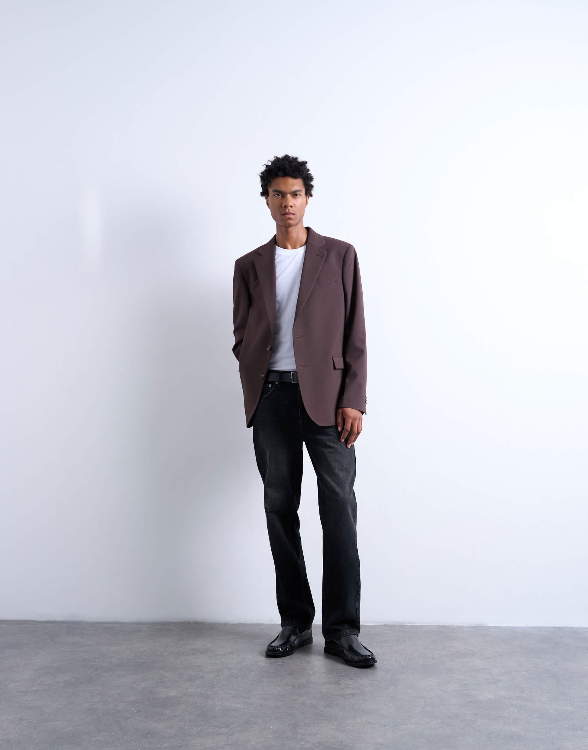 Topman relaxed wool touch blazer in chocolate