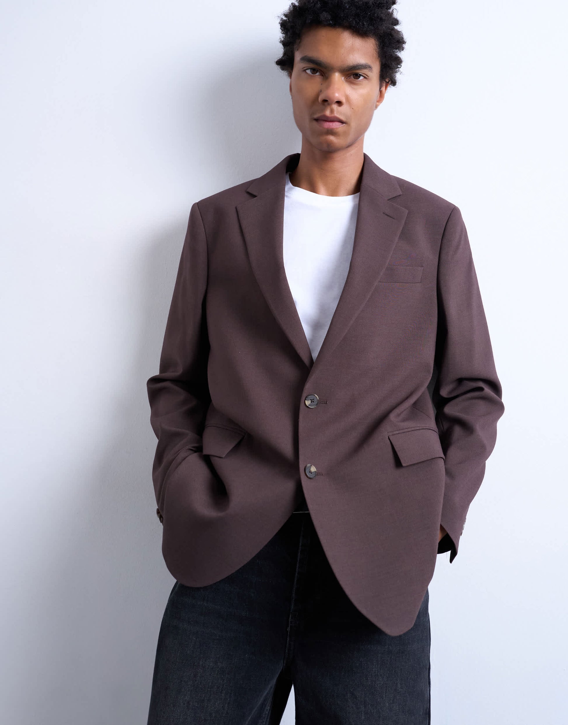 Topman relaxed wool touch blazer in chocolate