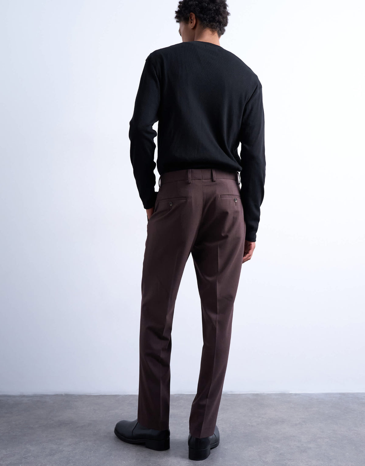 Topman straight wool touch trousers in chocolate