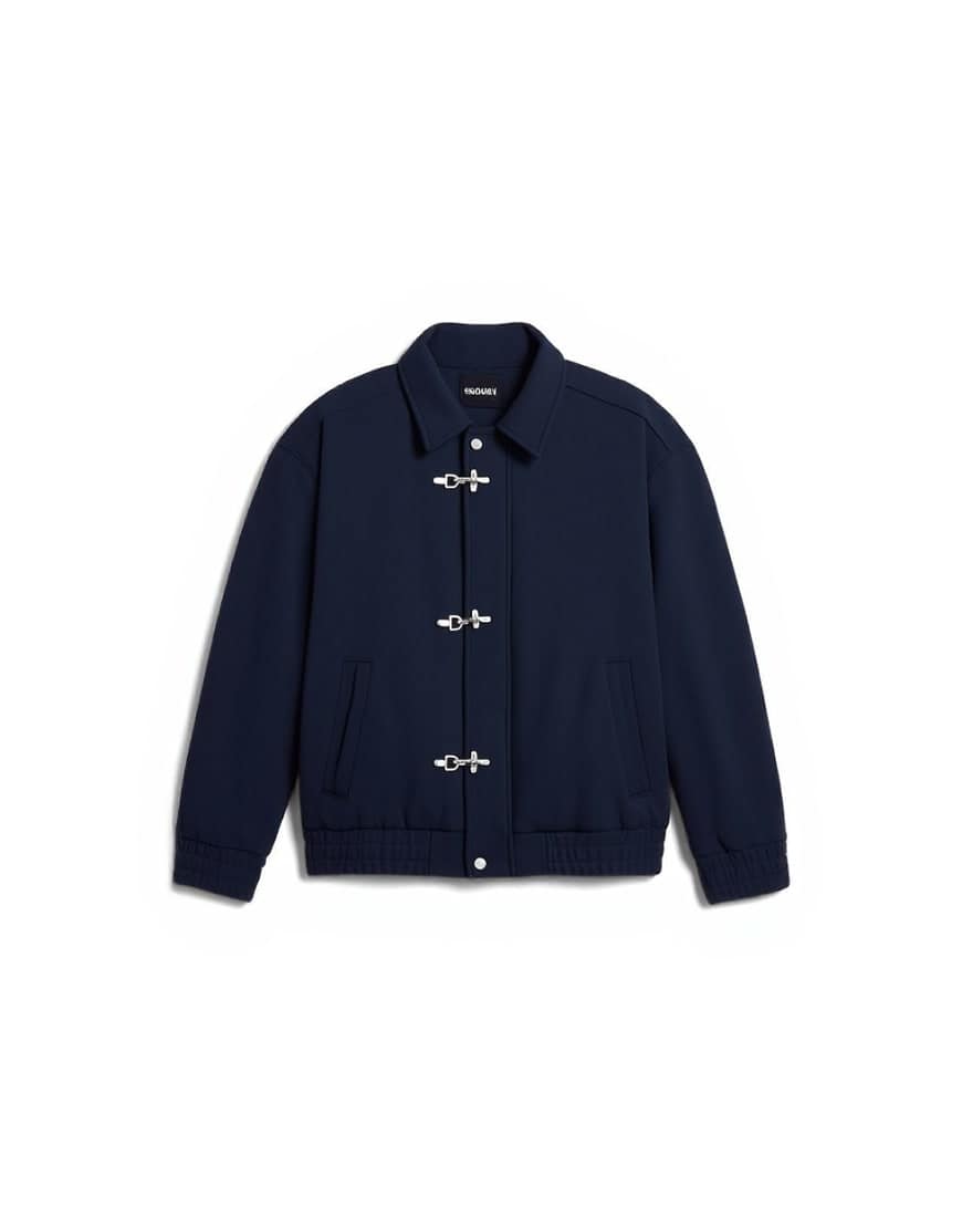 Topman fireman clasp wool blend jacket in navy