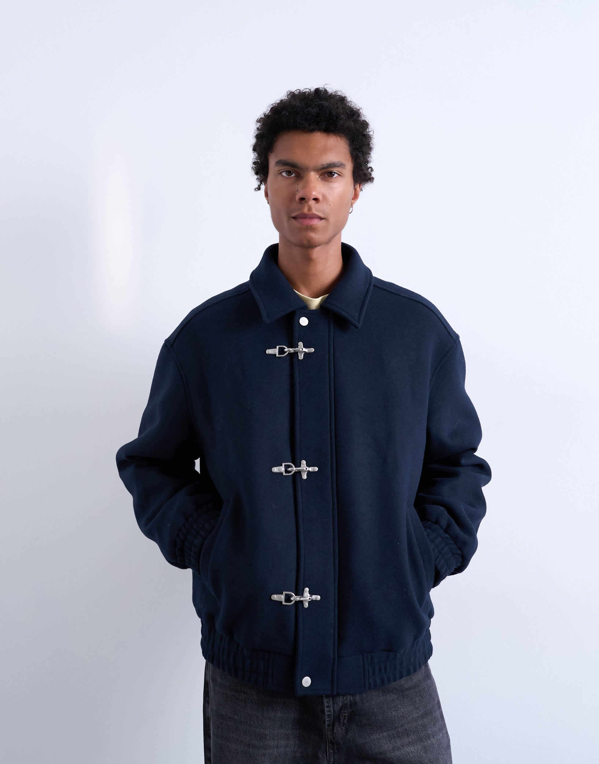 Veste en laine mélangée Topman coupe-feu marine