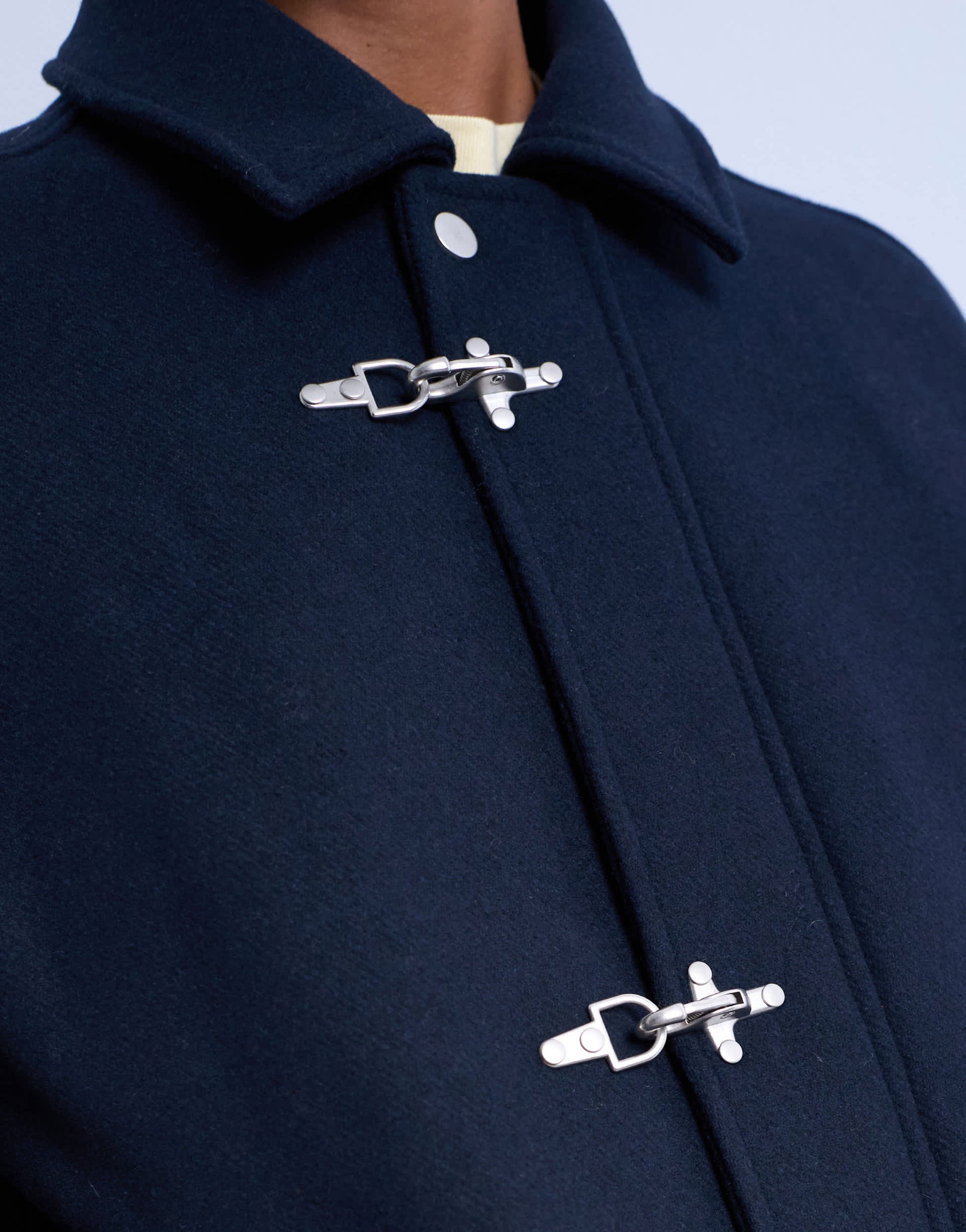 Topman fireman clasp wool blend jacket in navy