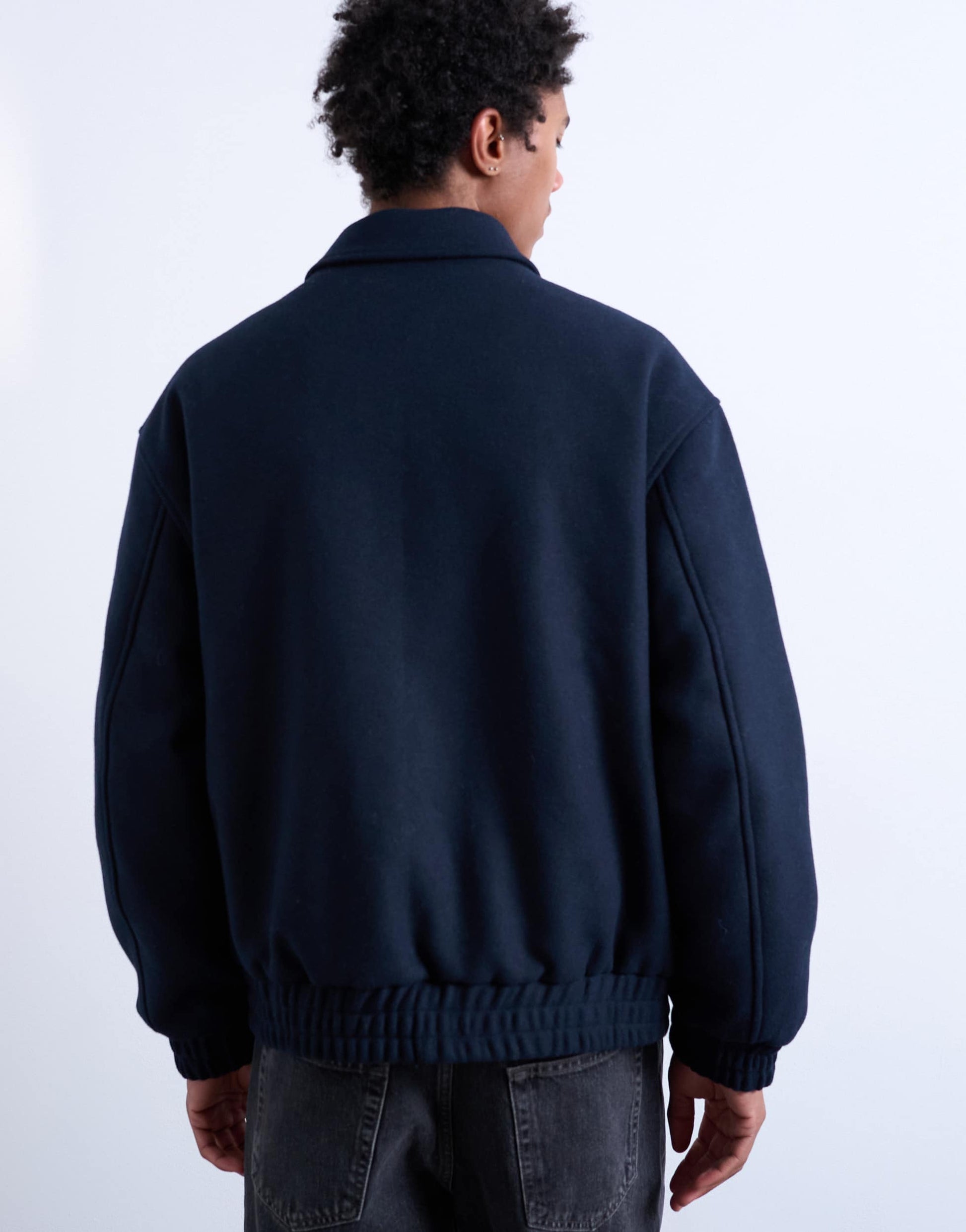 Topman fireman clasp wool blend jacket in navy