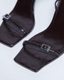 Topshop Floyd strappy buckle detail square toe high heel in chocolate