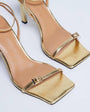 Topshop Floyd strappy buckle detail square toe high heel in gold