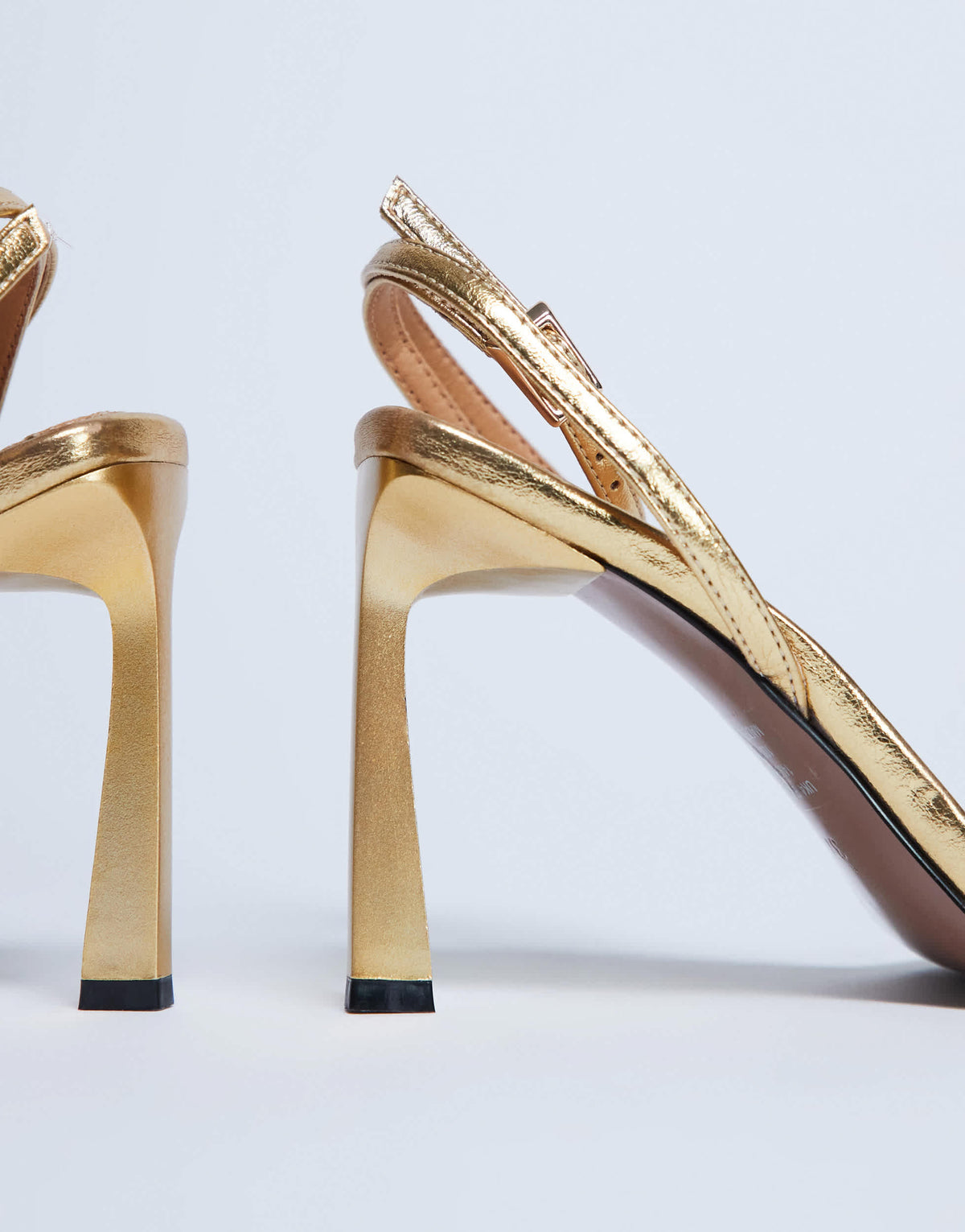Topshop Floyd strappy buckle detail square toe high heel in gold