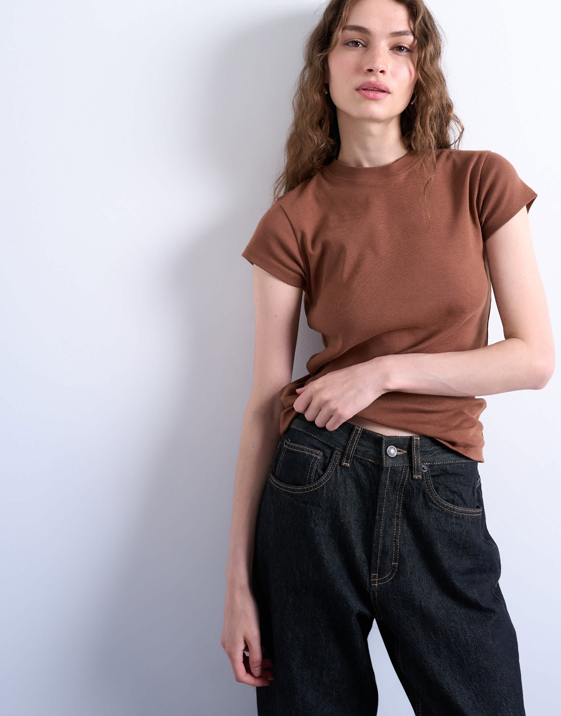 T-shirt Topshop Everyday couleur café