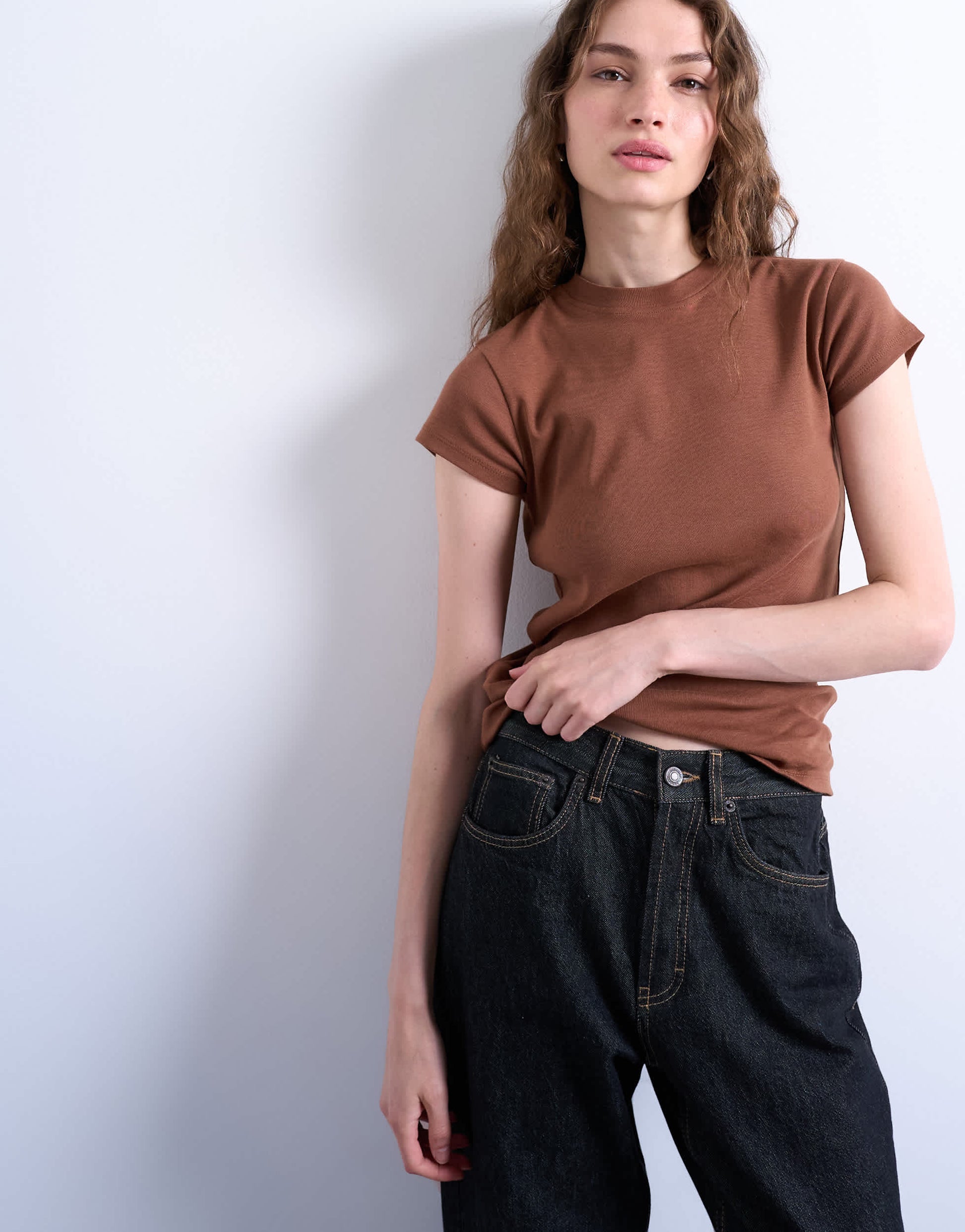 Topshop everyday tee in coffee