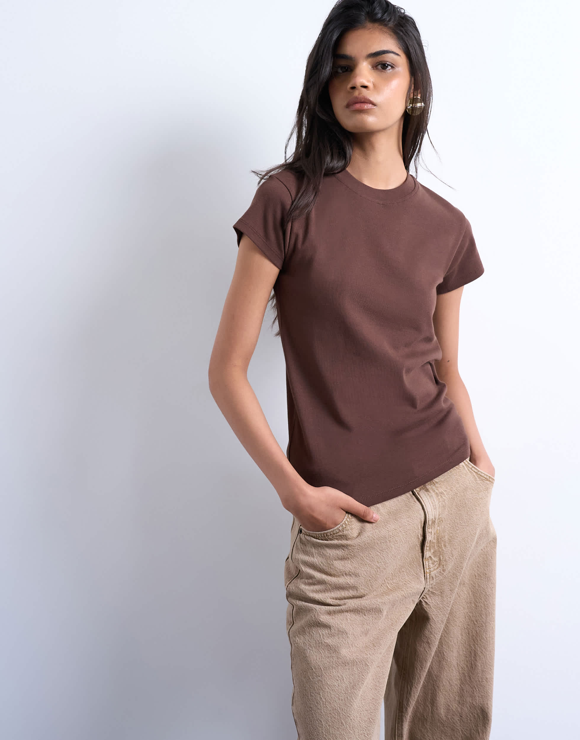 Topshop everyday tee in chocolate brown