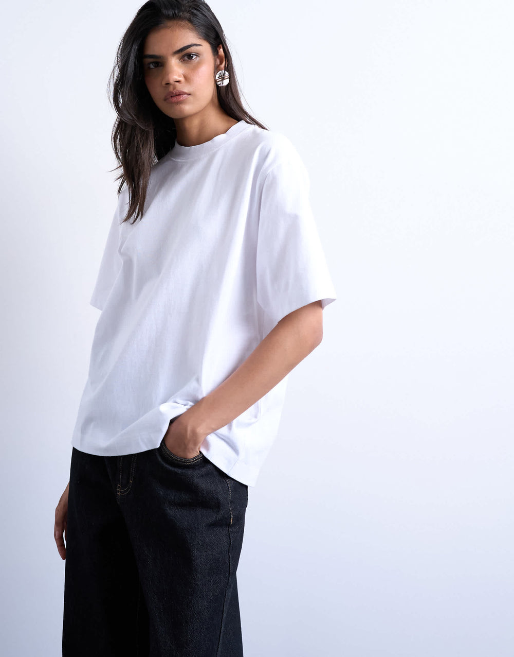 T-shirt basique haut de gamme à manches courtes Topshop, blanc