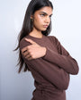 Topshop long sleeve everyday tee in chocolate brown