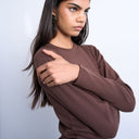 Topshop long sleeve everyday tee in chocolate brown