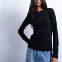 Topshop long sleeve everyday tee in black