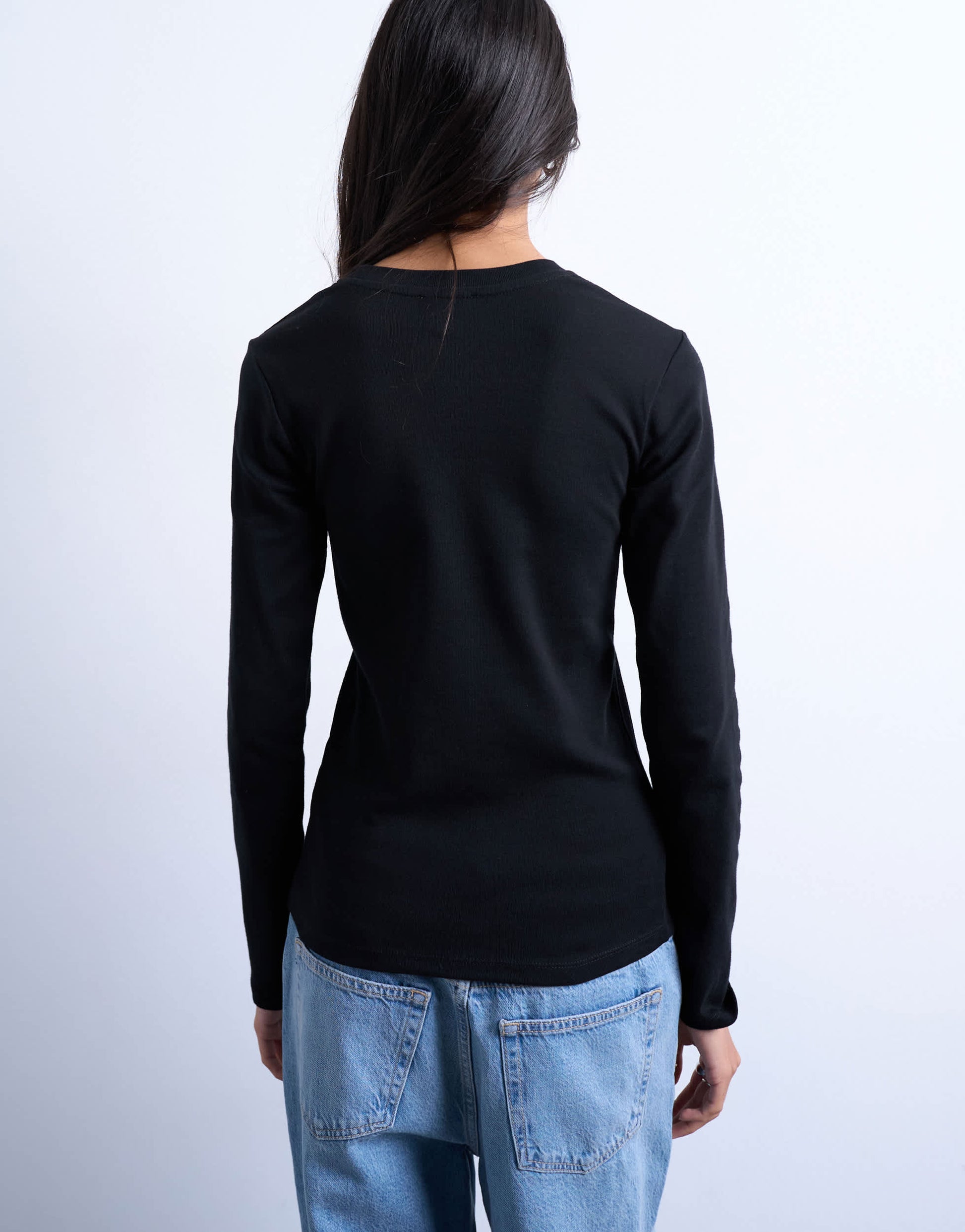 Topshop long sleeve everyday tee in black