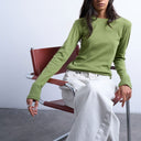 Topshop long sleeve everyday tee in green