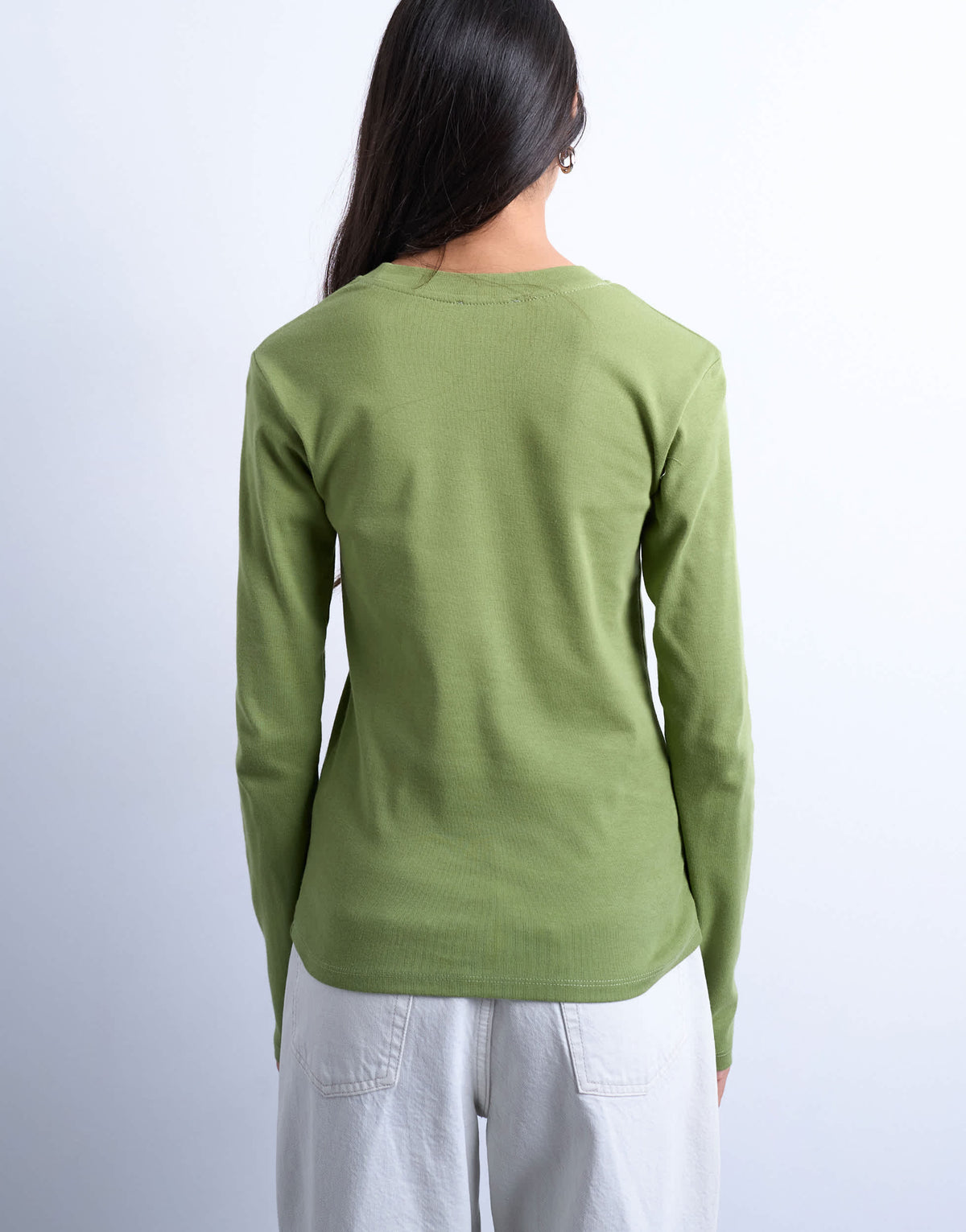 Topshop long sleeve everyday tee in green