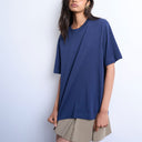 Topshop Premium Basic Kurzarm-T-Shirt in Marineblau