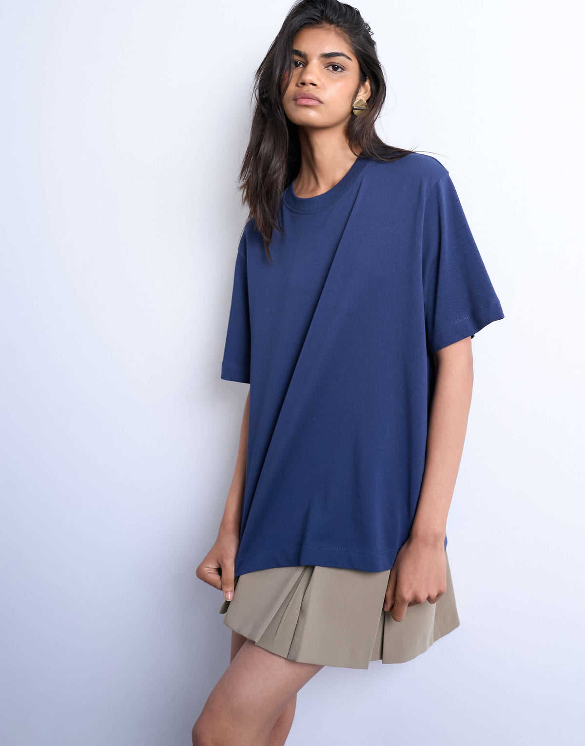 Topshop premium basic short sleeve tee in navy
