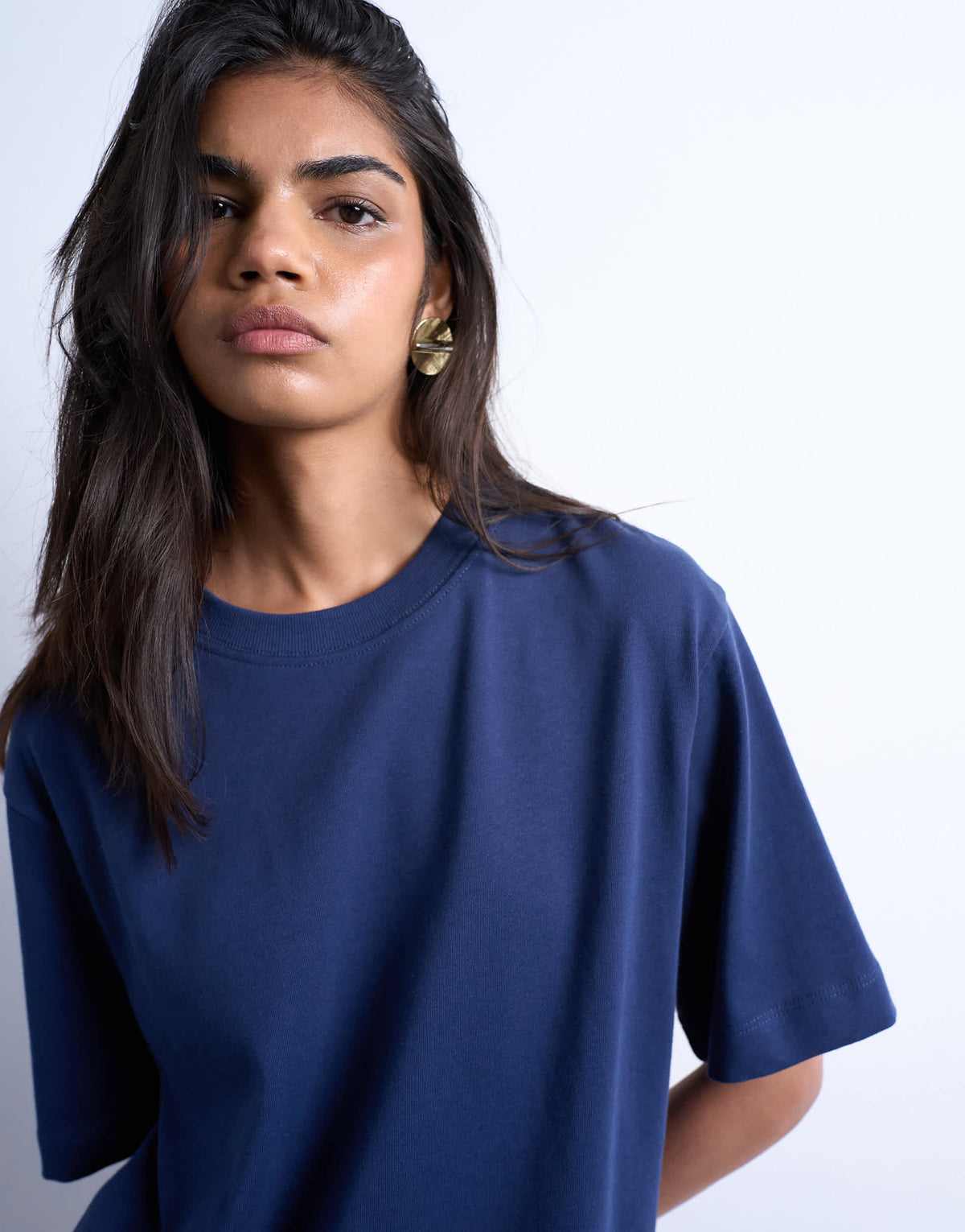 Topshop premium basic short sleeve tee in navy