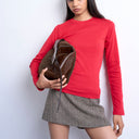 Topshop long sleeve everyday tee in red