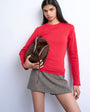 Topshop long sleeve everyday tee in red