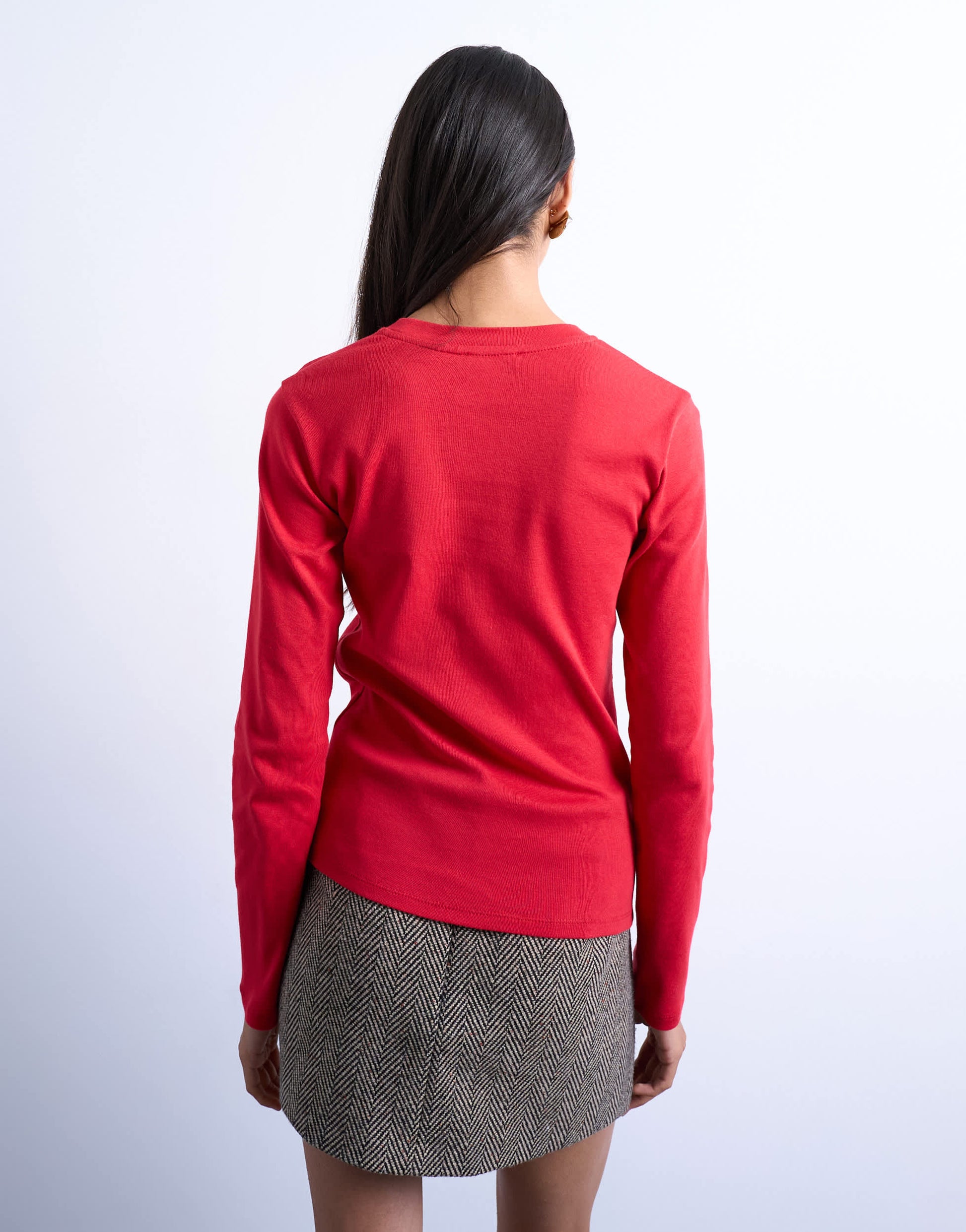 Topshop long sleeve everyday tee in red