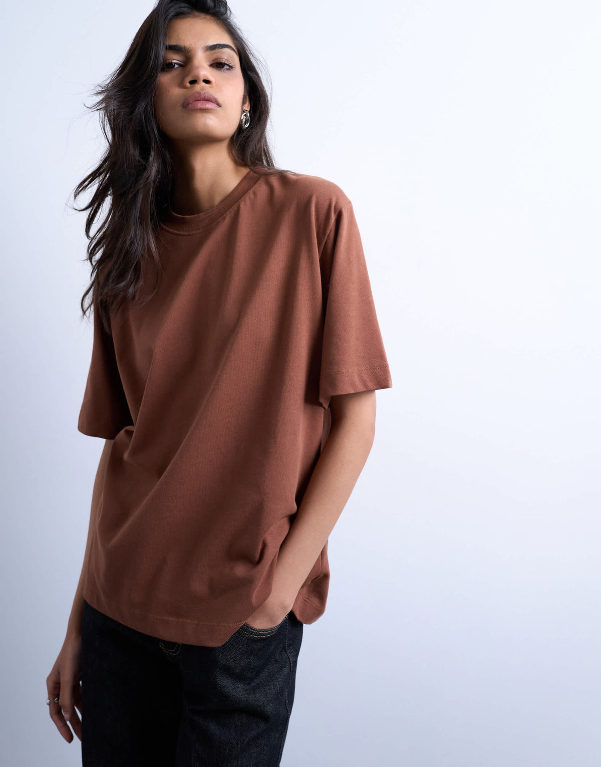 Topshop premium basic short sleeve tee in brown