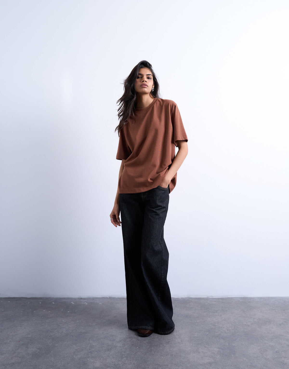 Topshop premium basic short sleeve tee in brown