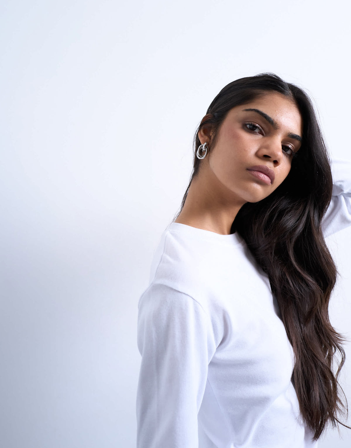 Topshop long sleeve everyday tee in white