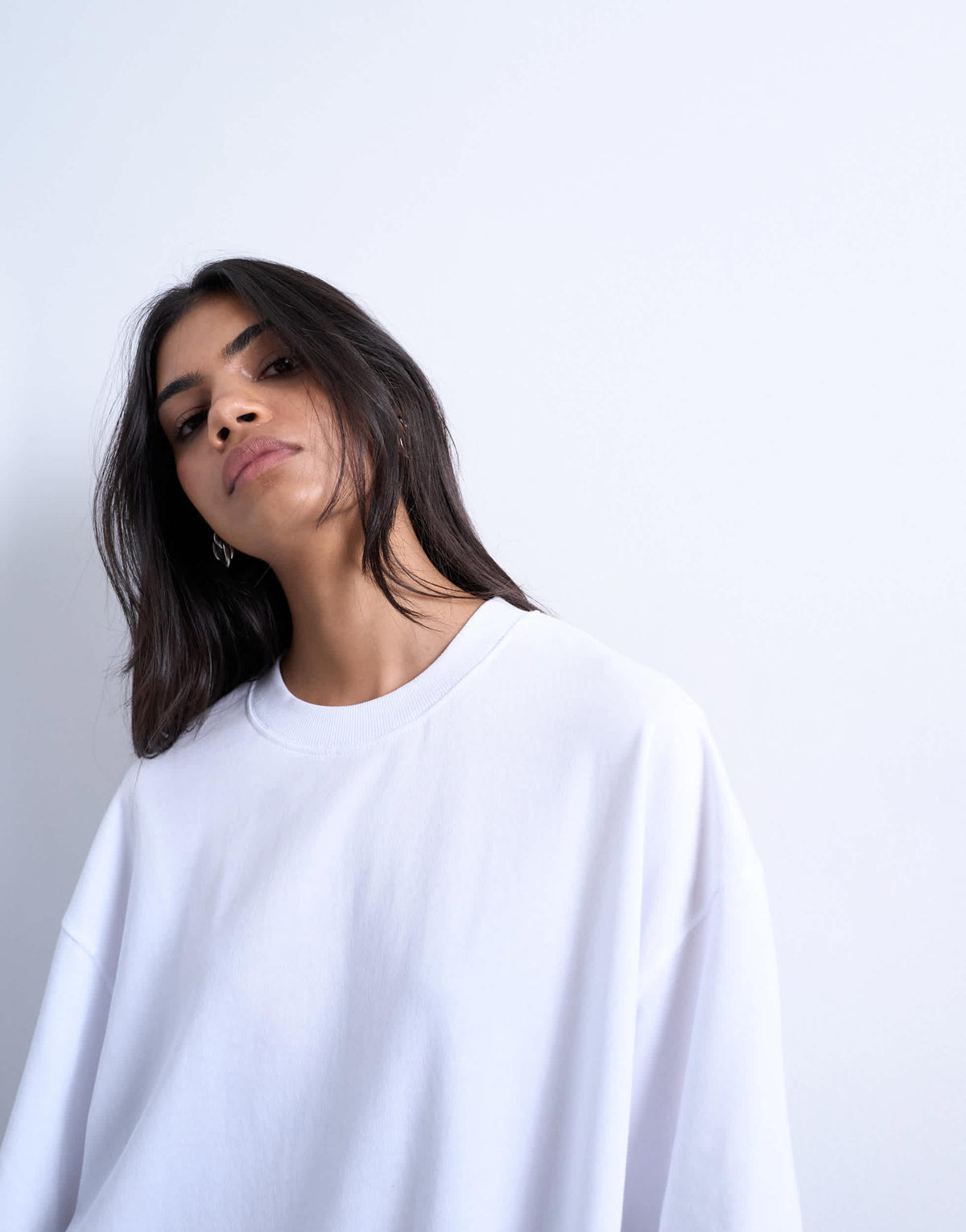 Topshop oversized drop shoulder tee in white