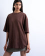Topshop oversized drop shoulder tee in brown