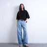 Topshop oversized drop shoulder tee in black