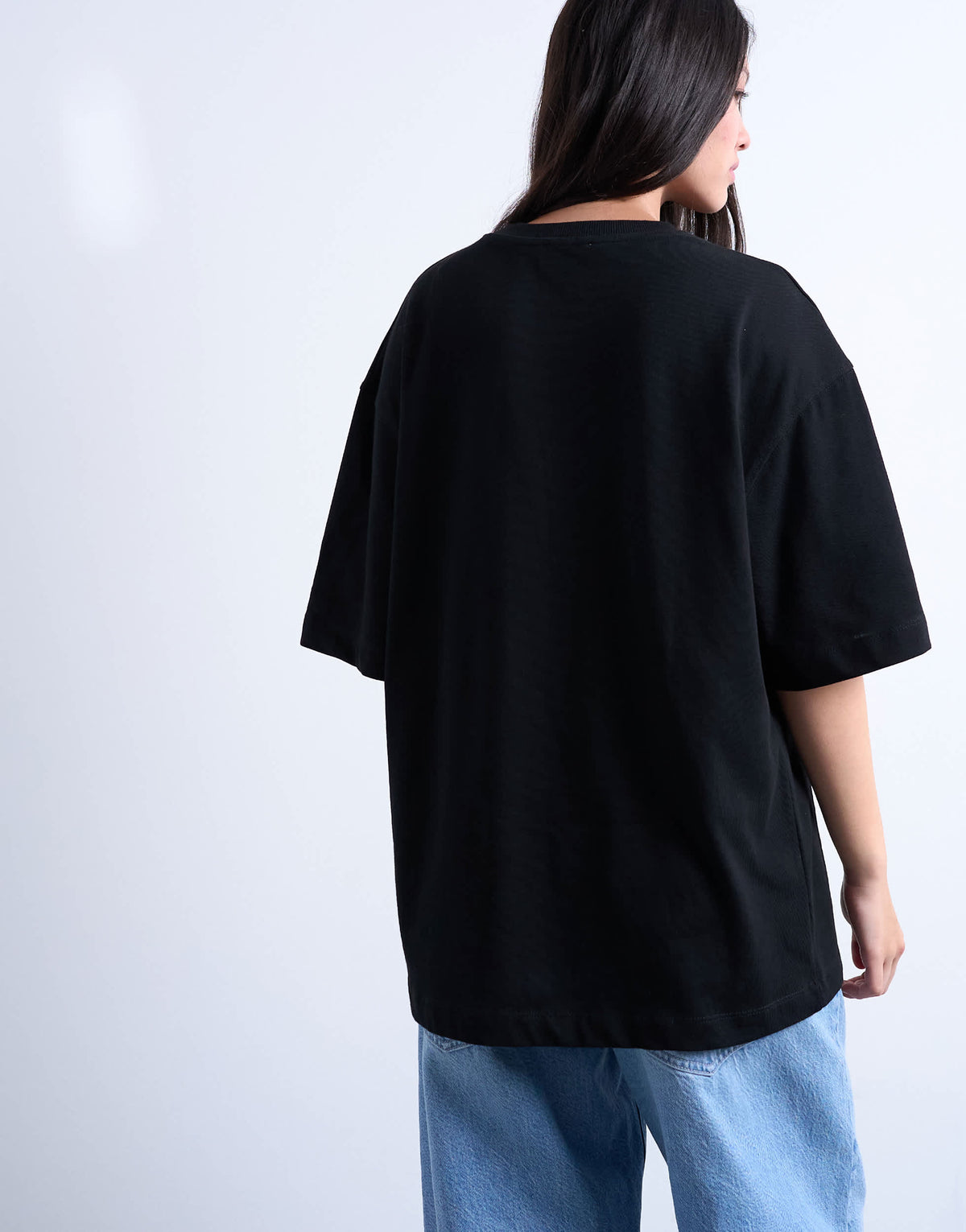 Topshop oversized drop shoulder tee in black