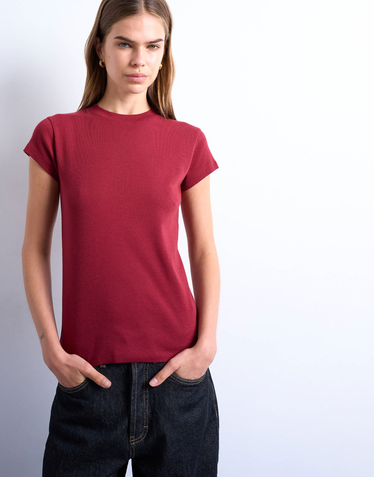Topshop everyday tee in dark red
