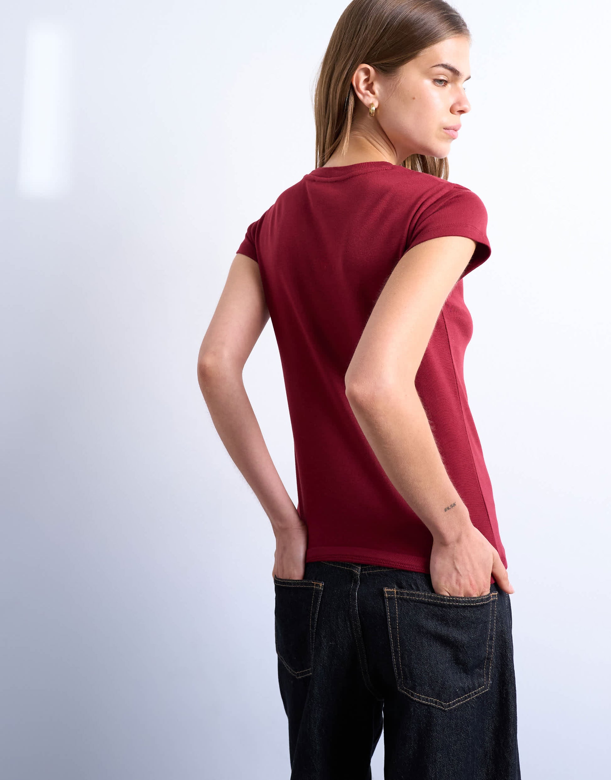 Topshop everyday tee in dark red