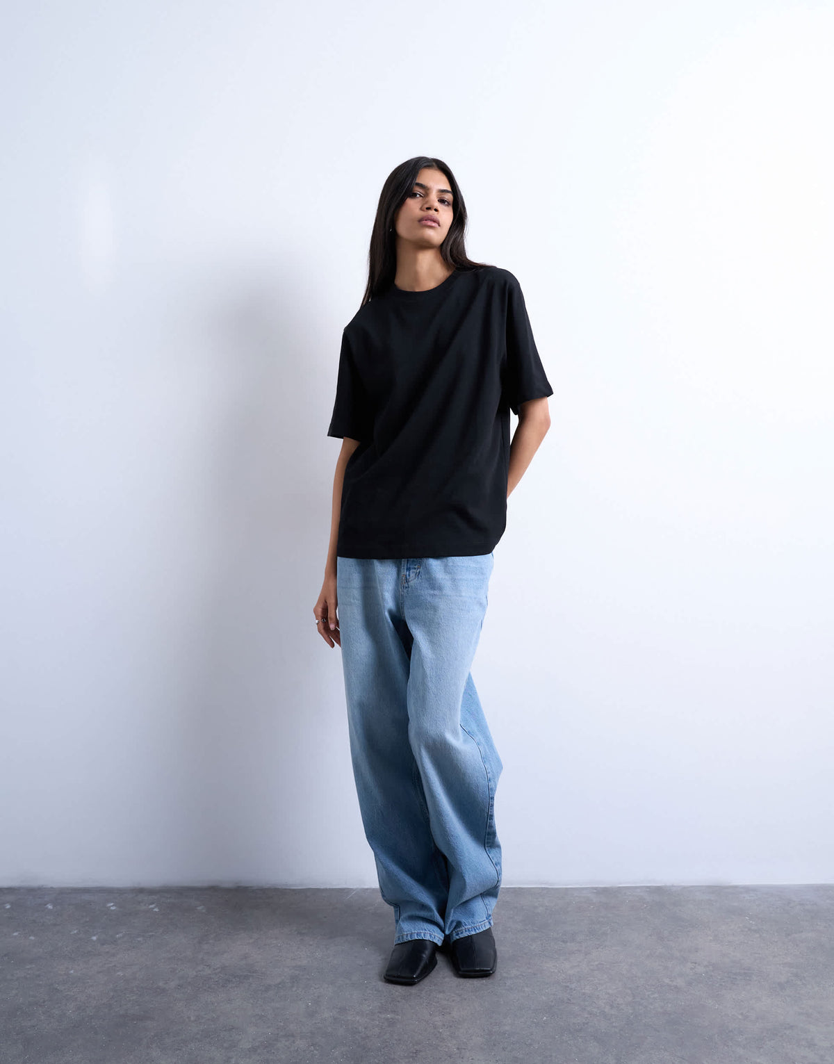Topshop premium basic short sleeve tee in black
